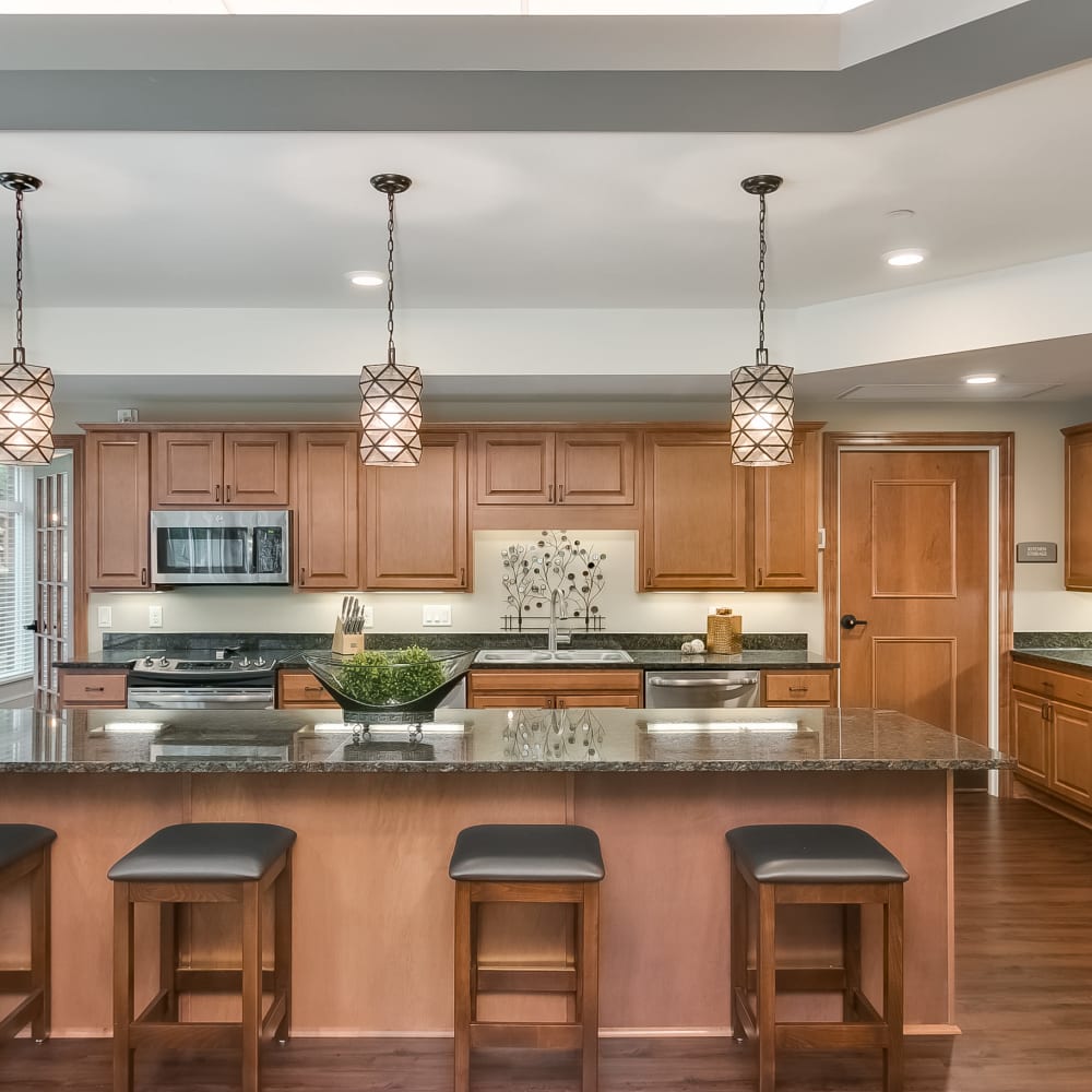 Community kitchen at Applewood Pointe of Minnetonka in Minnetonka, Minnesota. 