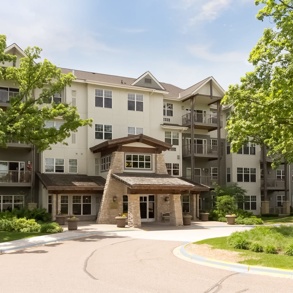 Main entrance at Applewood Pointe of New Brighton in New Brighton, Minnesota. 