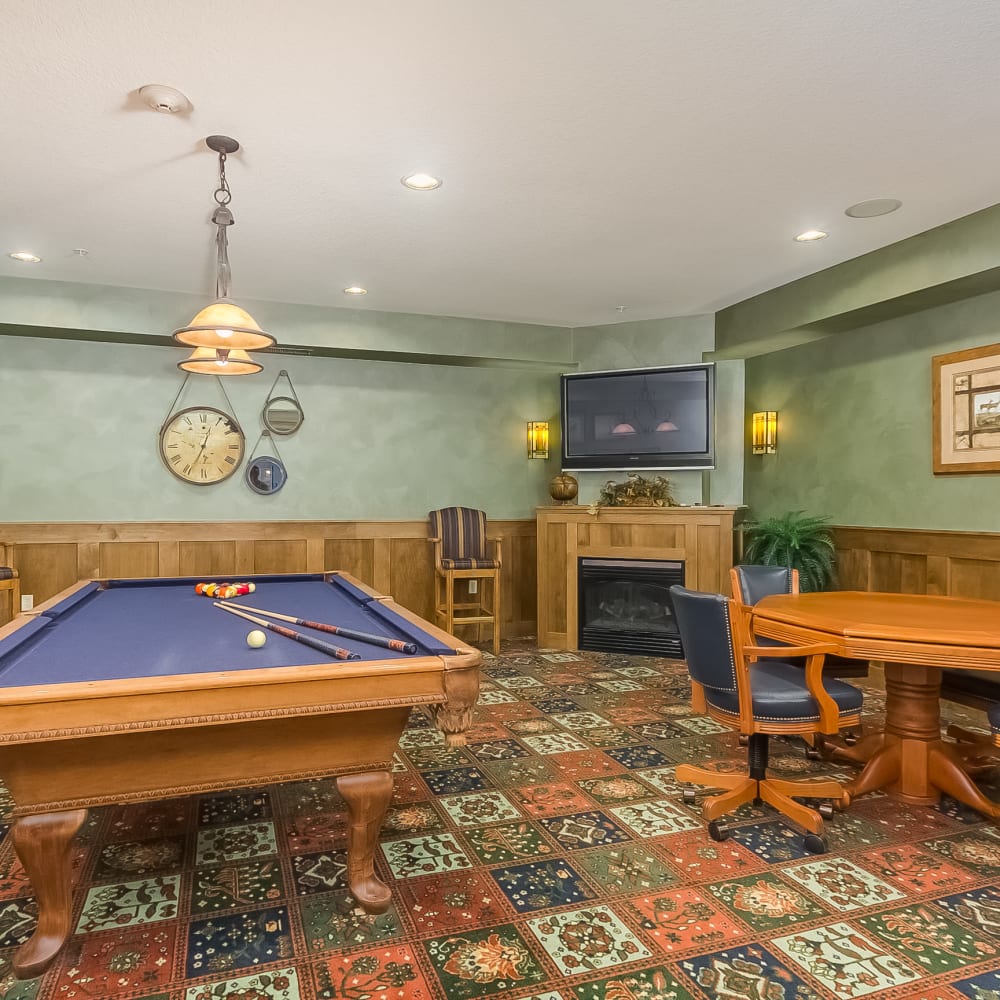 Pool table at Applewood Pointe of New Brighton in New Brighton, Minnesota. 