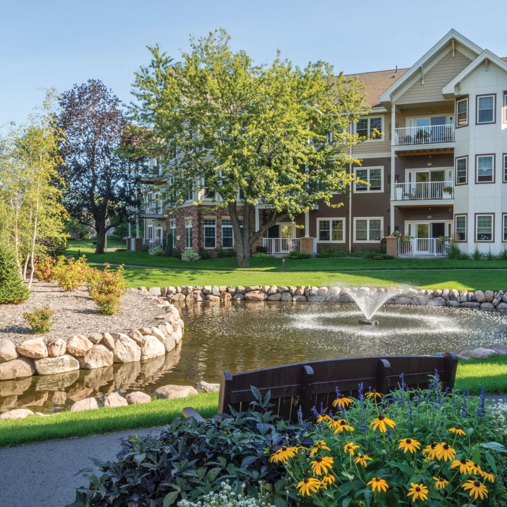 Water feature at Applewood Pointe of Shoreview in Shoreview, Minnesota. 