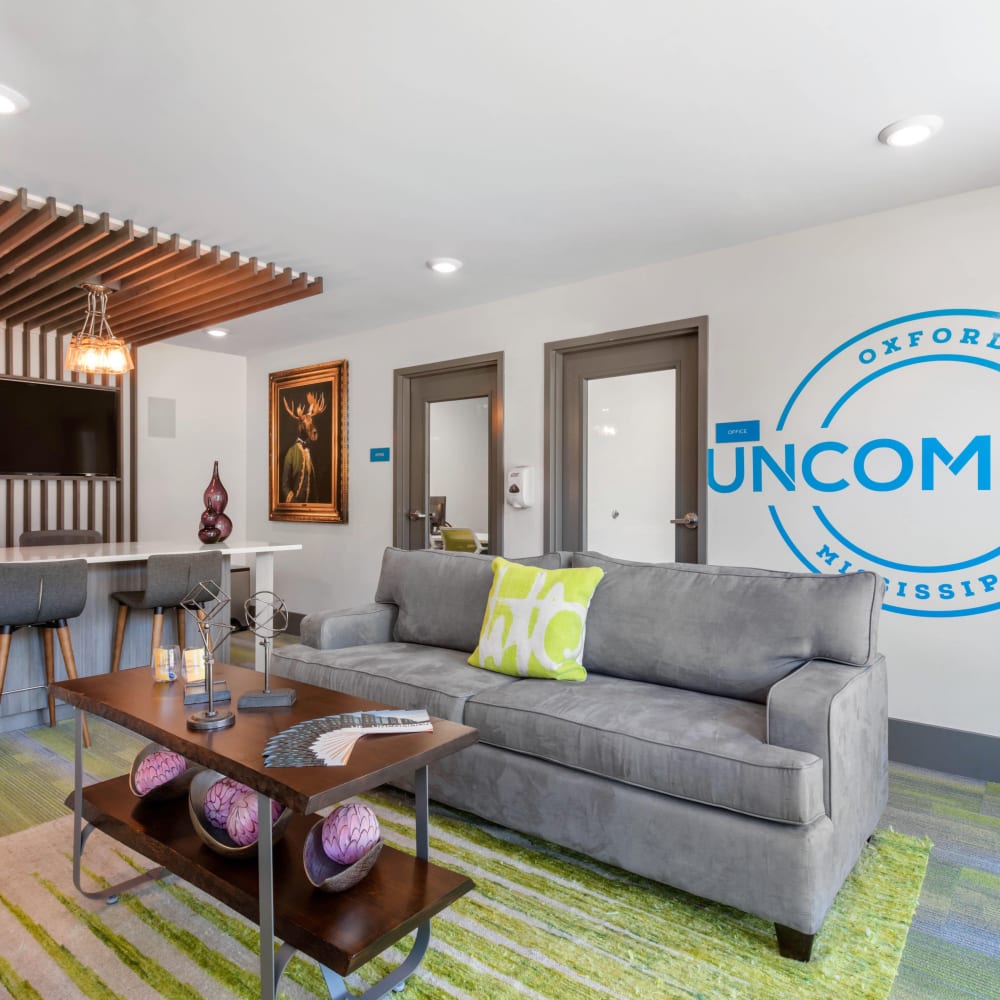 Community lounge at UNCOMMON Oxford in Oxford, Mississippi