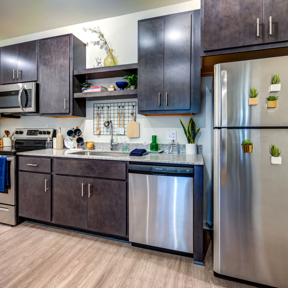 Fully equipped, modern kitchen at LATITUDE at Kent in Kent, Ohio