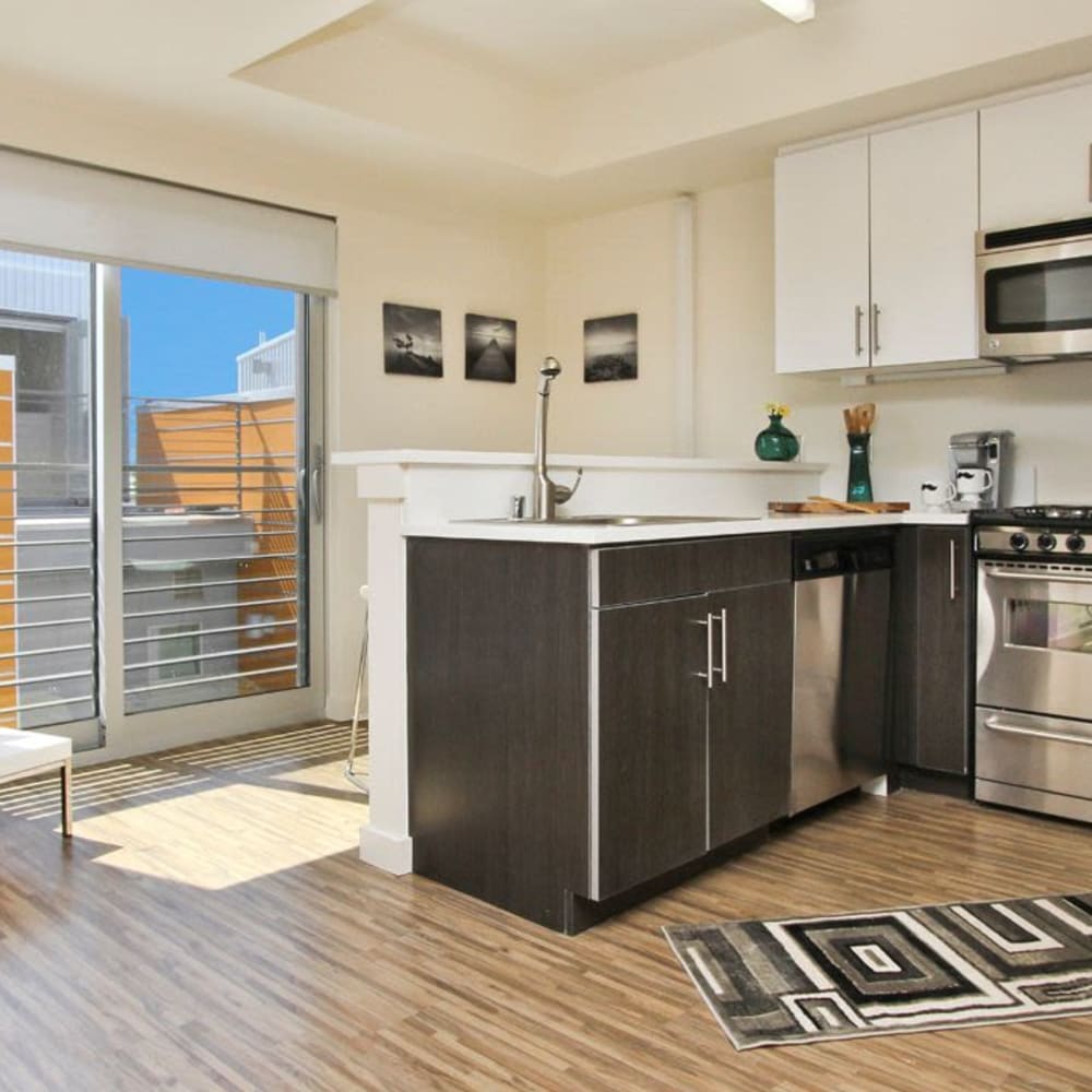 Bright, spacious kitchen at ICON in Isla Vista, California