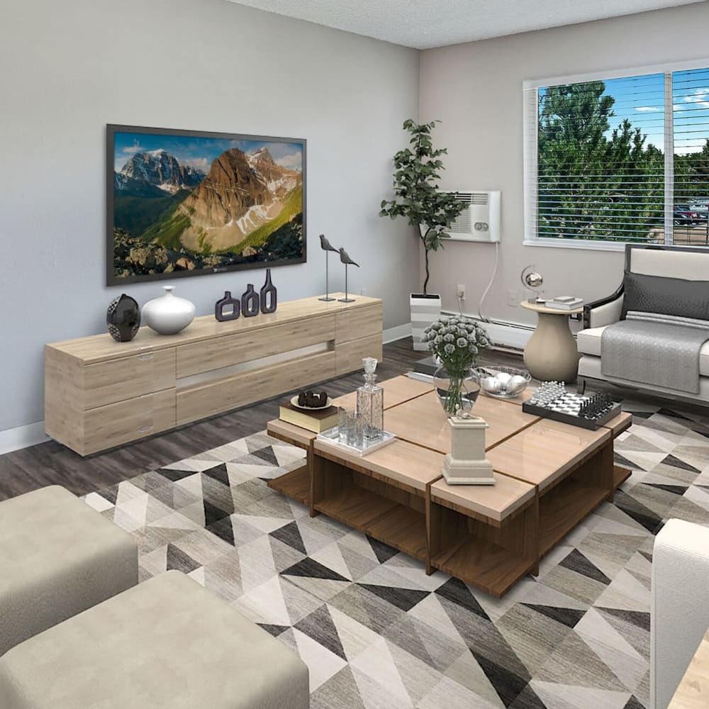 Large living room at Florida Station Apartments in Aurora, Colorado