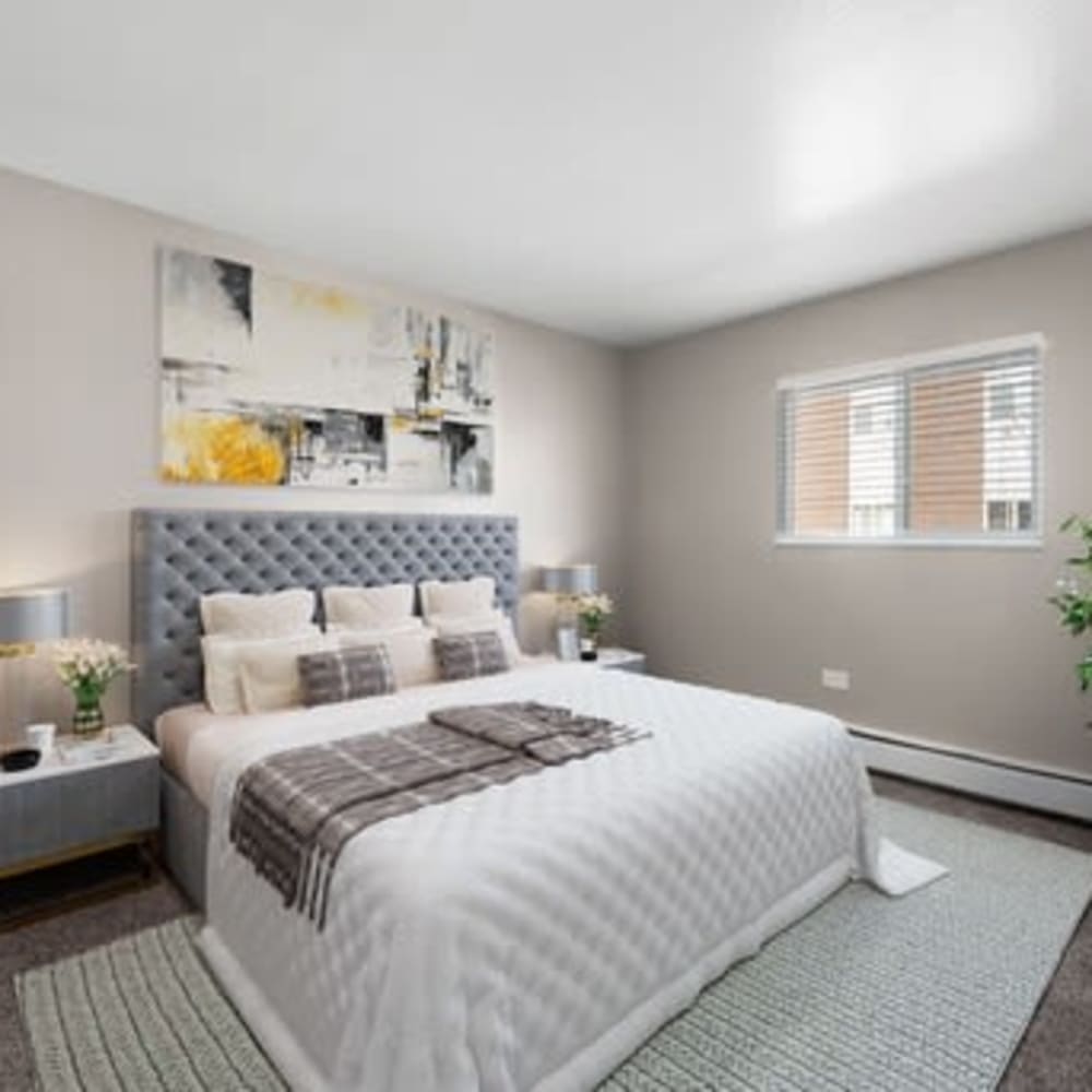 Bedroom at Crestone Apartments in Brighton, Colorado