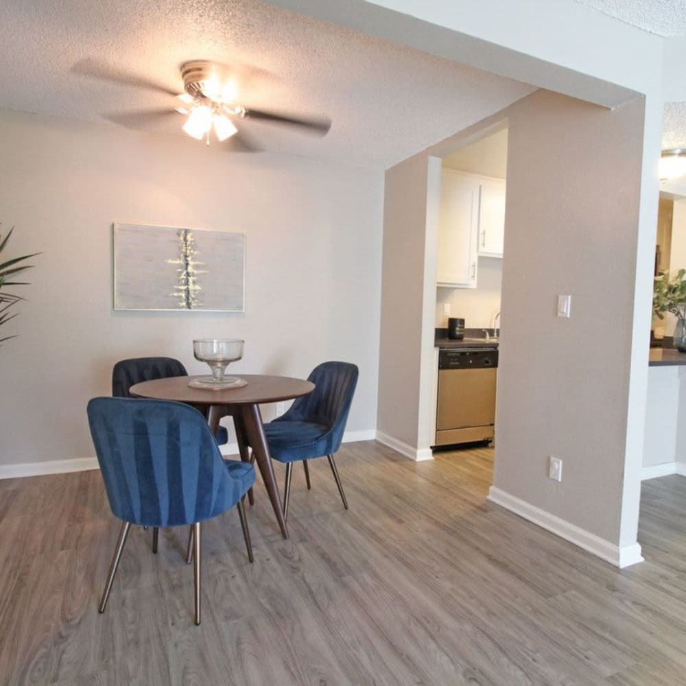 Dining table and kitchen entrance at The Davenport in Sacramento, California