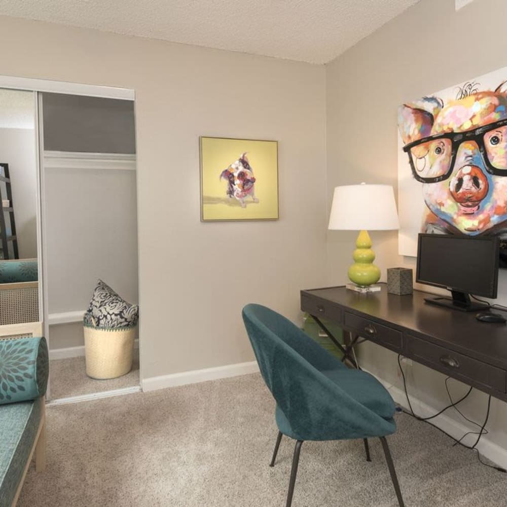 Study table in bedroom at The Davenport in Sacramento, California