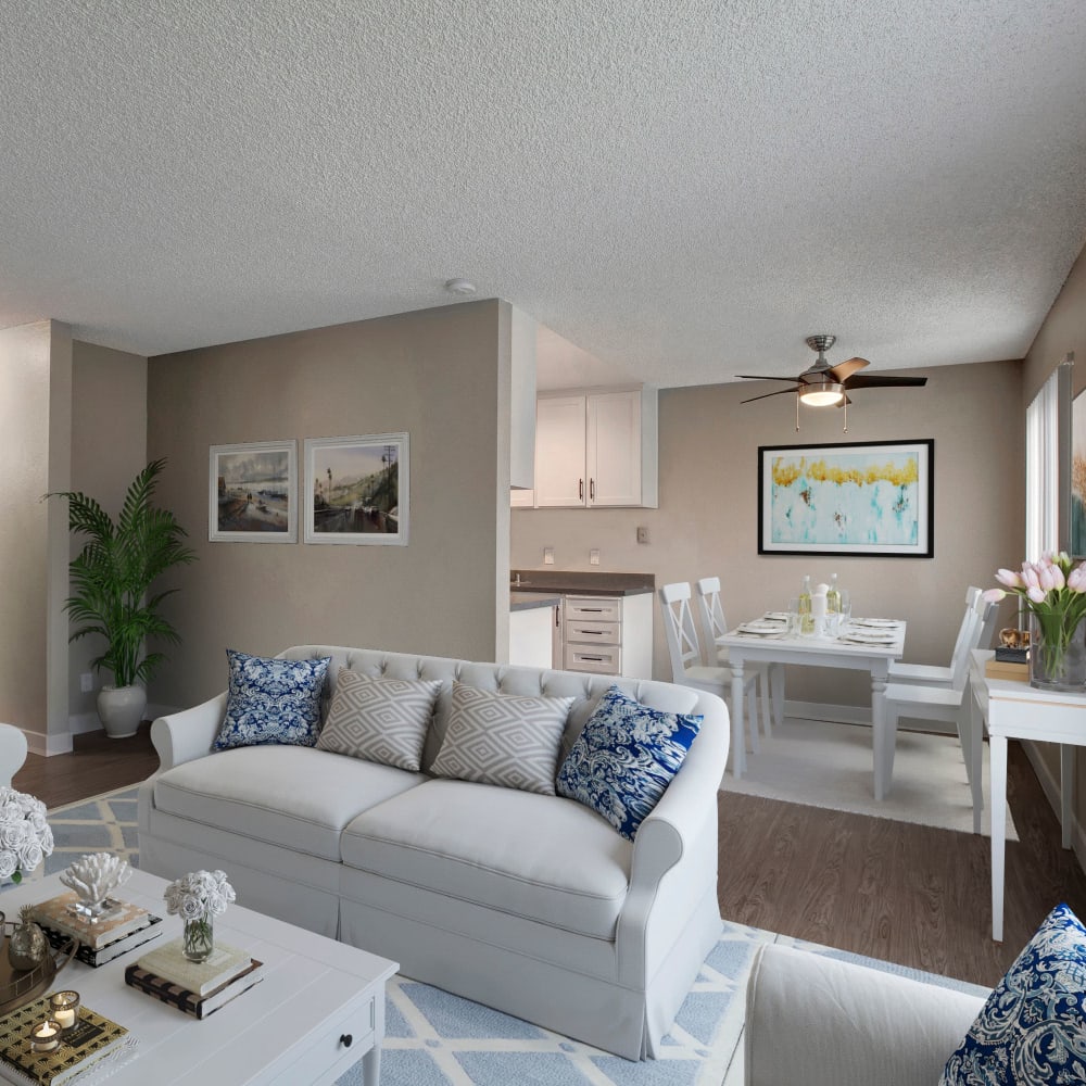 Living room and dining room at The Hawthorne in Carmichael, California