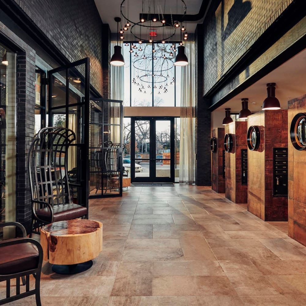 Luxurious lobby interior at The Guthrie in Austin, Texas