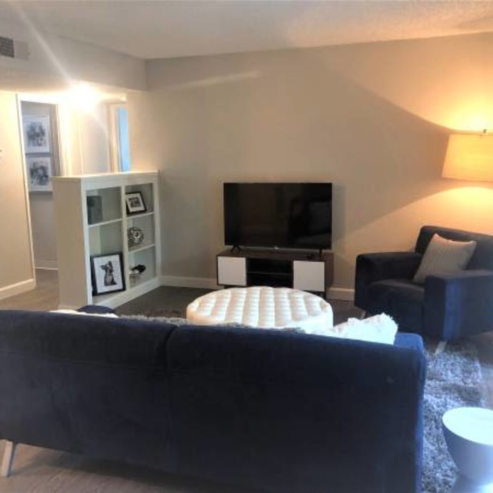 Living room couch at River Blu in Sacramento, California