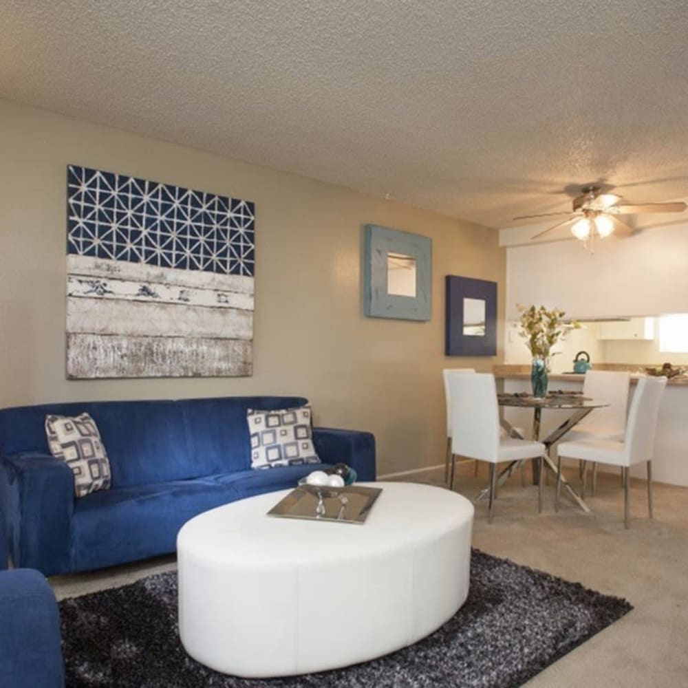 Living room at River Blu in Sacramento, California