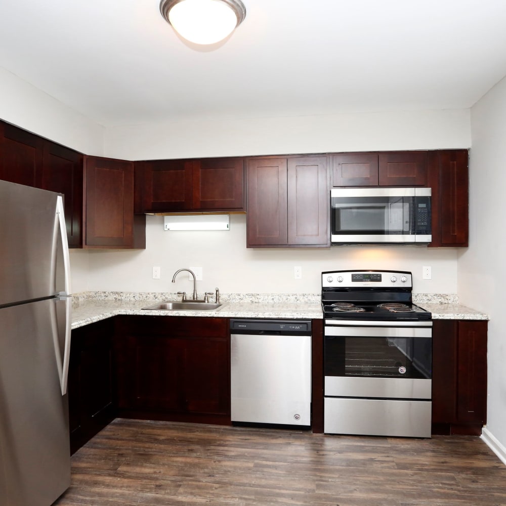 Stainless-steel appliances at Rippling Stream Townhomes in Durham, North Carolina