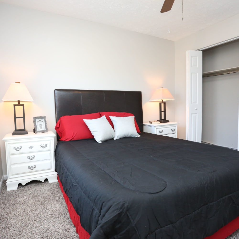 Bedroom with large closet at Willowbrook Apartments in Louisville, Kentucky