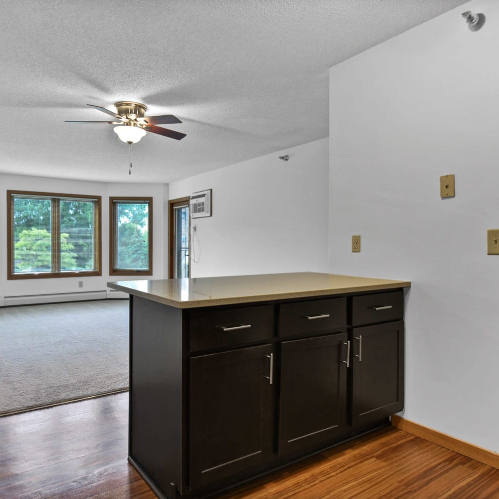 Kitchen Island at Oaks Lincoln Apartments & Townhomes in Edina, Minnesota