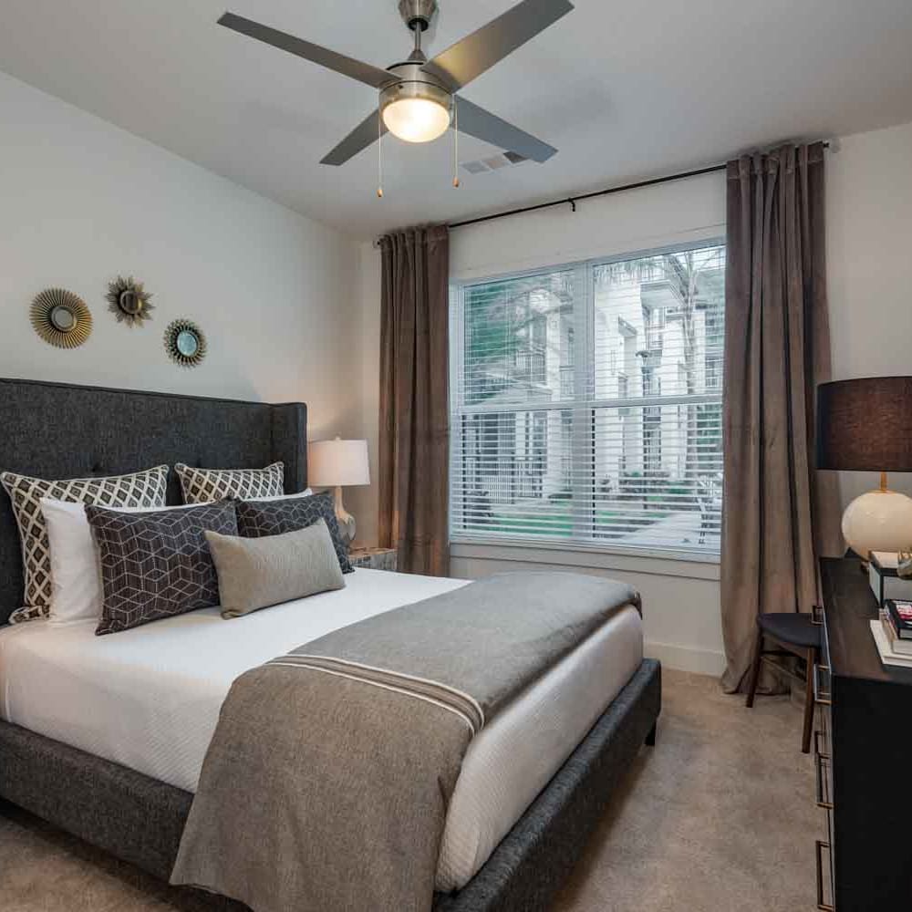 Model bedroom at The Jaxon in Jacksonville, Florida