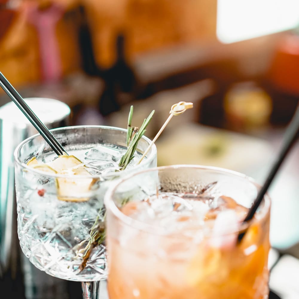 Sharing drinks at Belcourt Park in Nashville, Tennessee