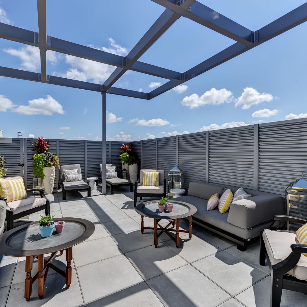 Rooftop lounge at a property owned by Vantage Management in Gaithersburg, Maryland