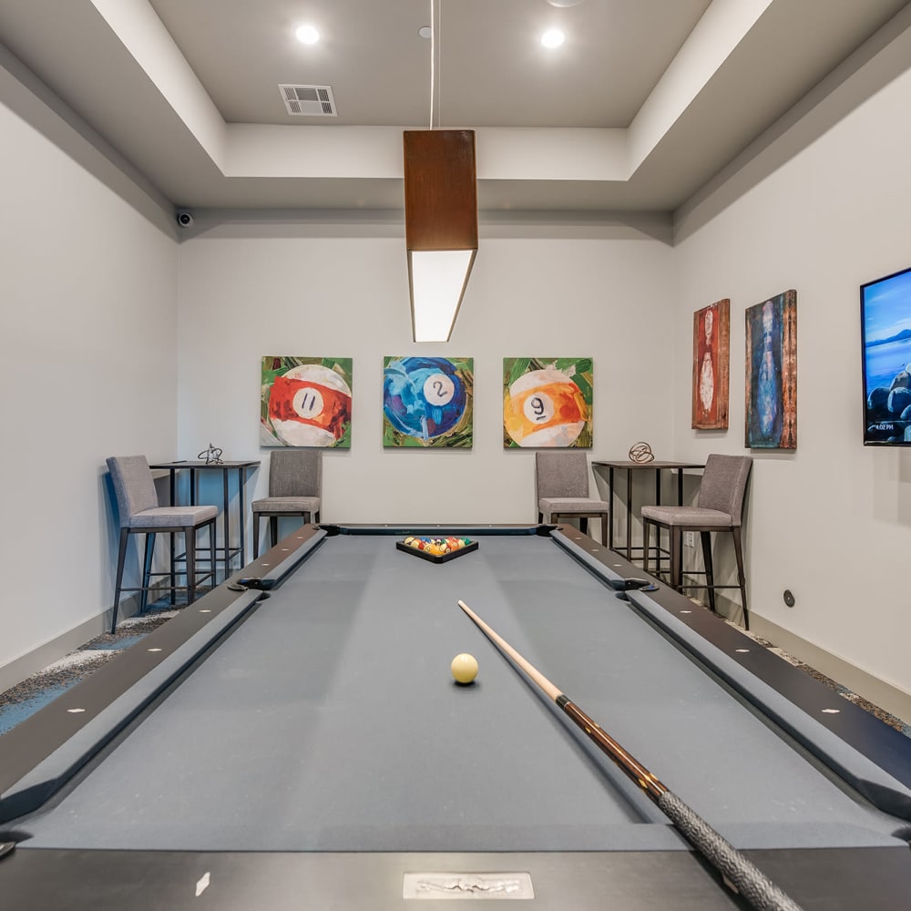Pool table at the clubhouse at Bellrock Upper North in Haltom City, Texas