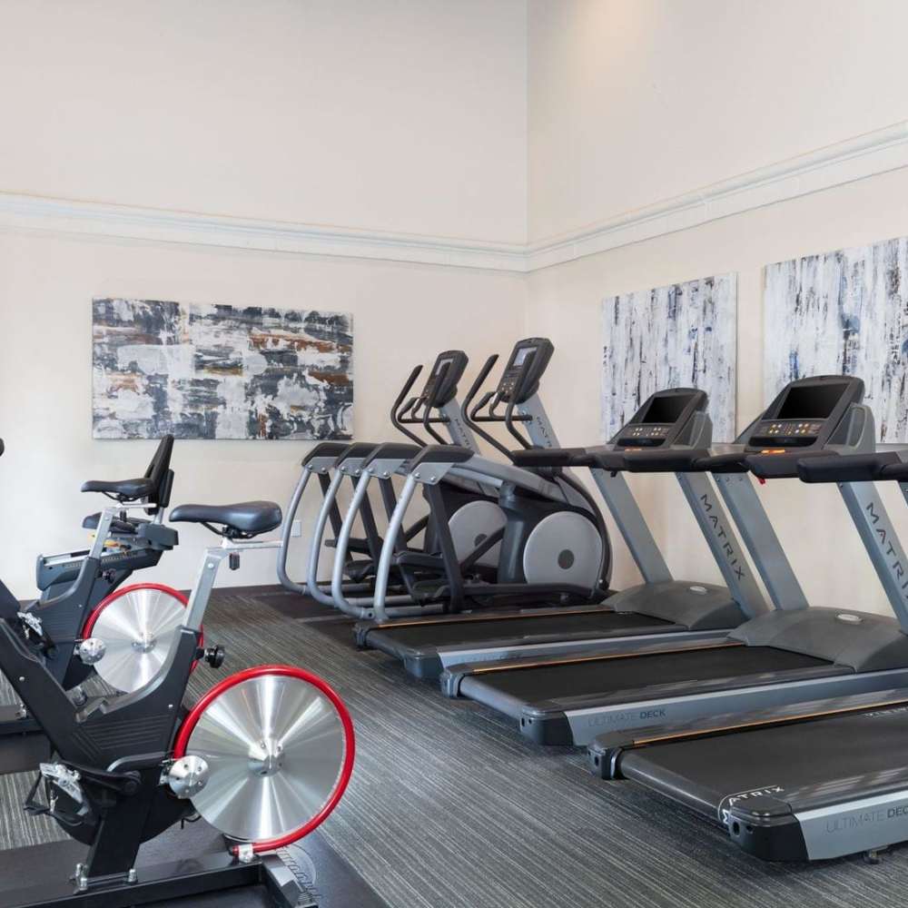 Gym with cardio equipment Villa Torino in San Jose, California