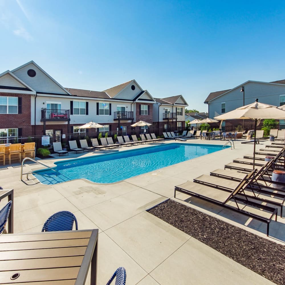 Swimming pool with many spots to sunbathe at Overland Park in Pickerington, Ohio