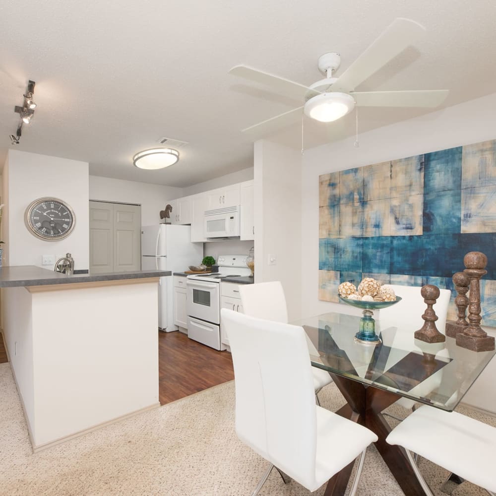 Kitchen with dining table at Butternut Ridge Apartments in North Olmsted, Ohio