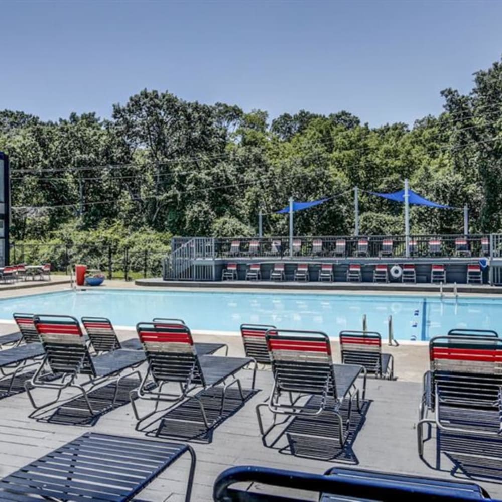 Pool lounge chairs at The Boulevard in Roeland Park, Kansas