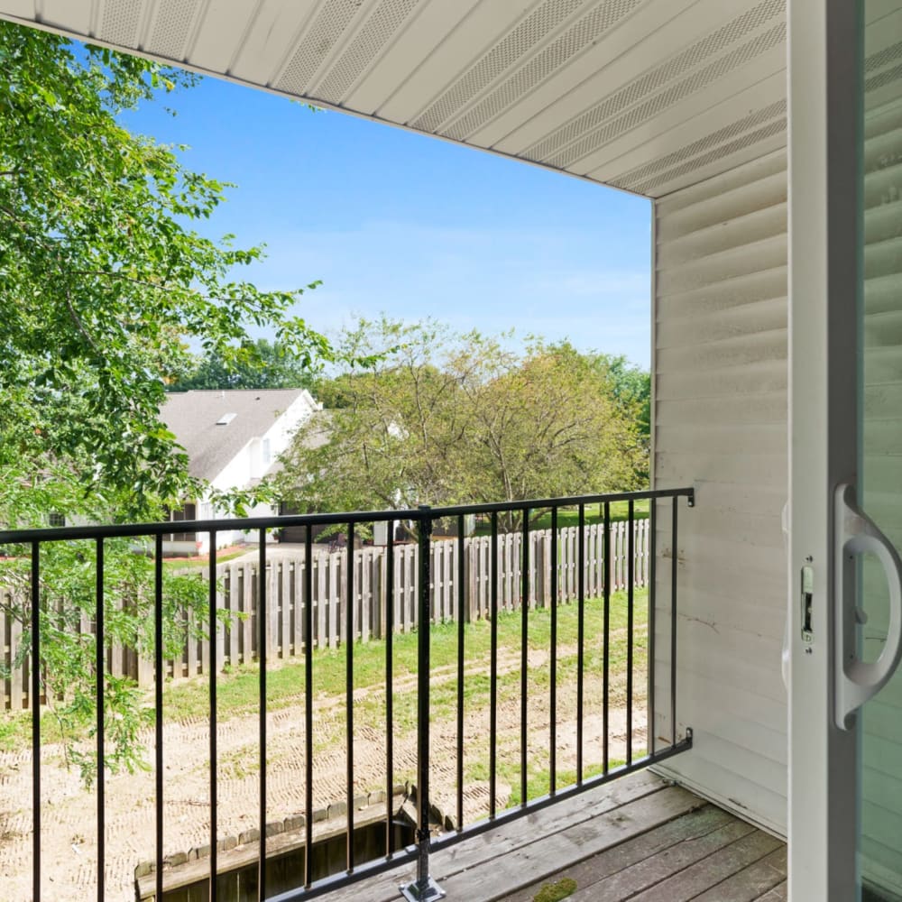 Private balcony at Spring Creek Townhomes in Springfield, Illinois