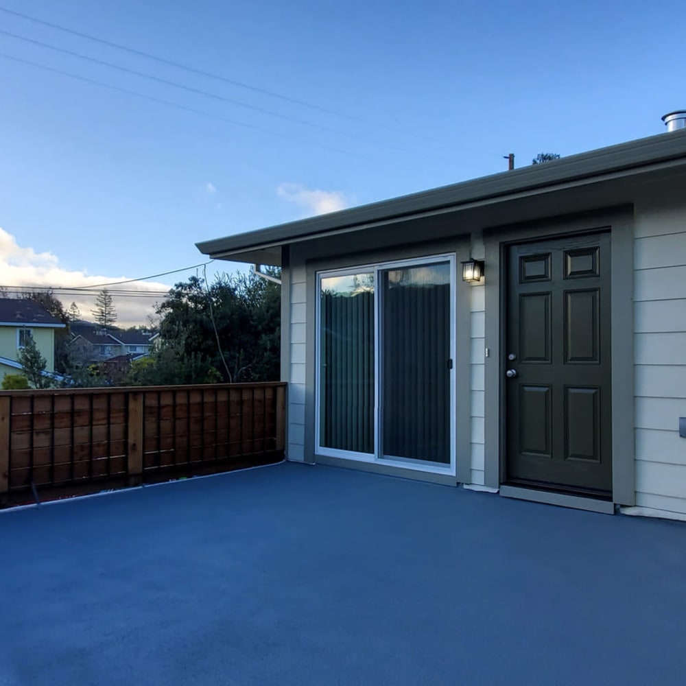 Open patio space at our Ignacio Place community at Mission Rock at Novato in Novato, California