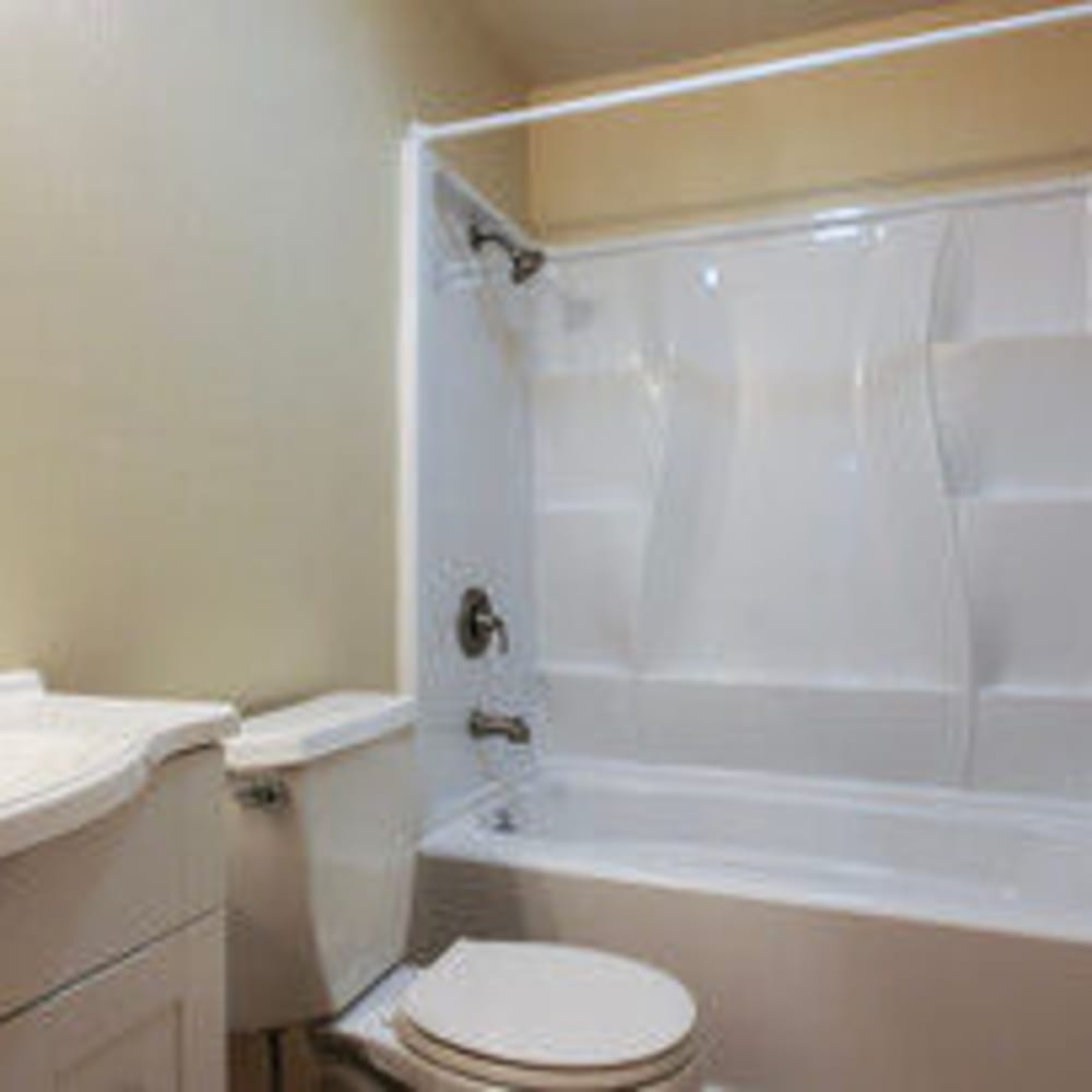 Bathtub and towel rods in bathrooms at Mission Rock at North Bay in Novato, California