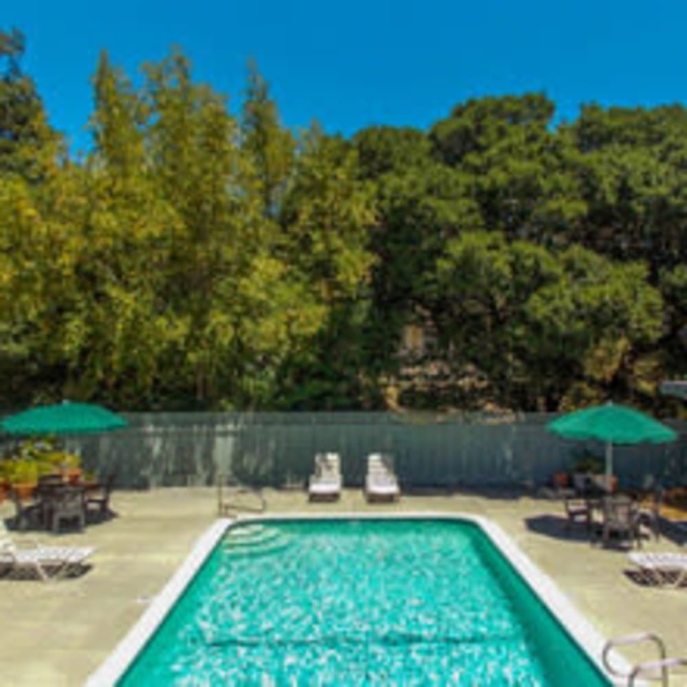 Overlooking the pool from the balcony at Mission Rock at North Bay in Novato, California