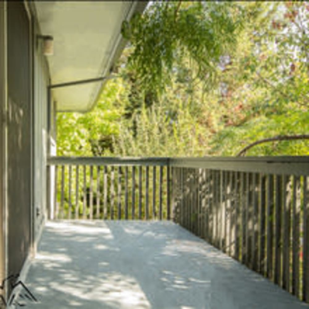 Private balcony overlooking nature at Mission Rock at North Bay in Novato, California