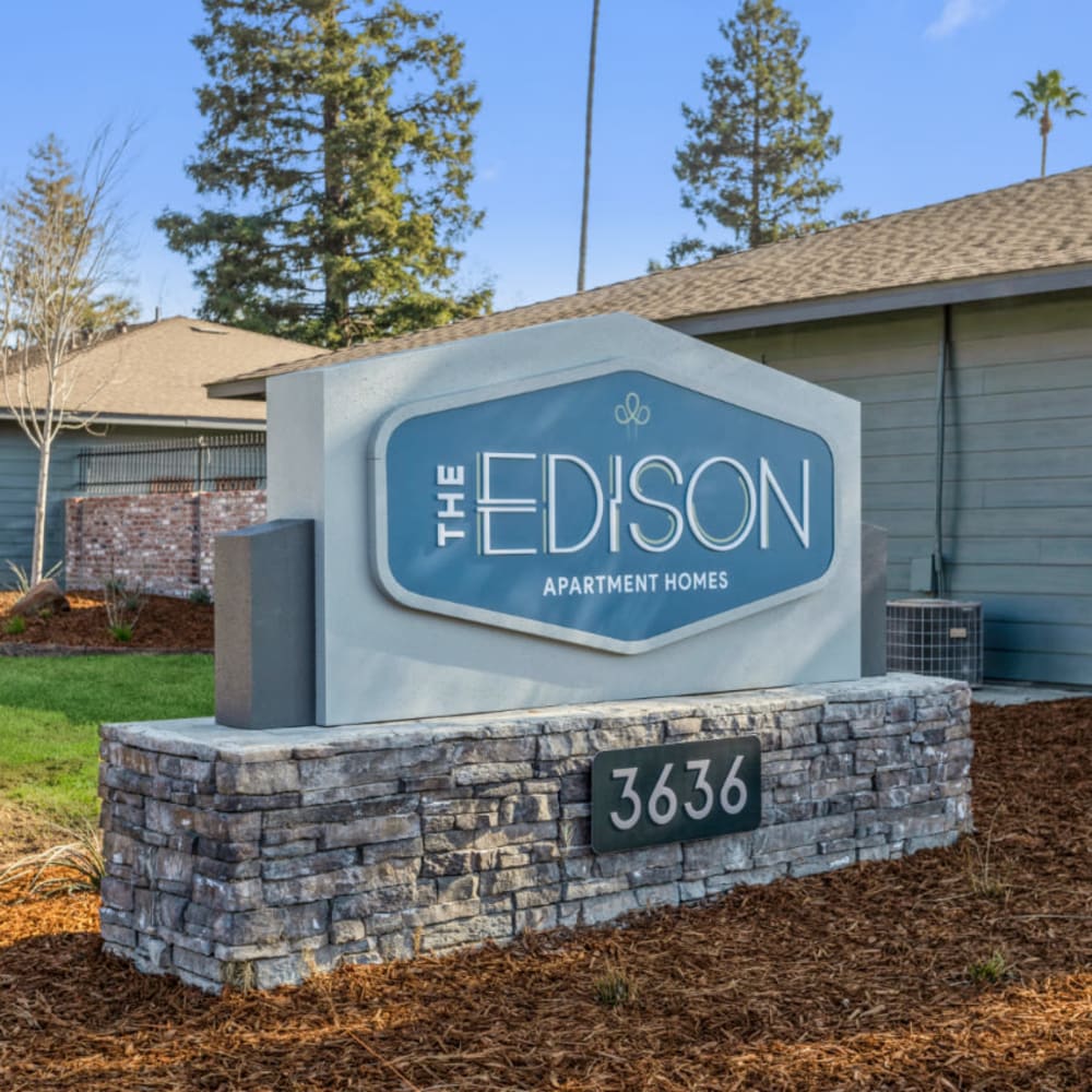Property sign at The Edison in Sacramento, California