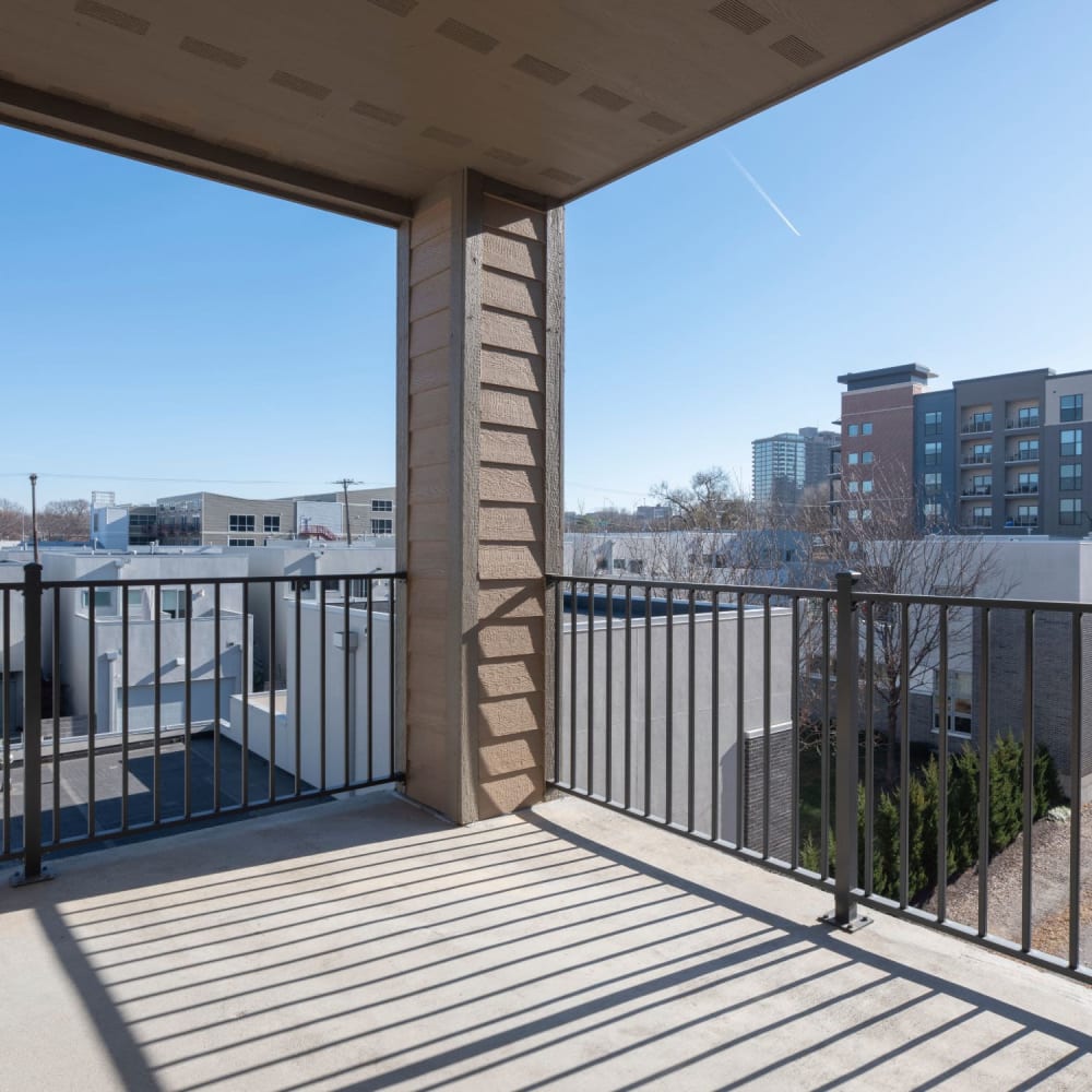 View from the balcony at Oaks Centropolis Apartments in Kansas City, Missouri