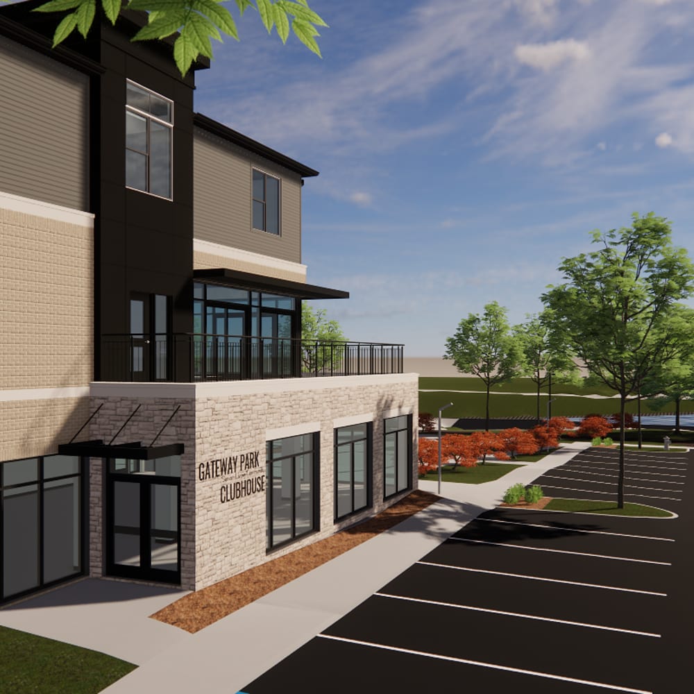 Exterior render of Randall Residence at Gateway Park in Greenfield, Indiana