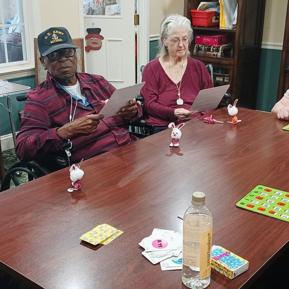 A group playing bingo at English Meadows Prince William Campus in Manassas, Virginia