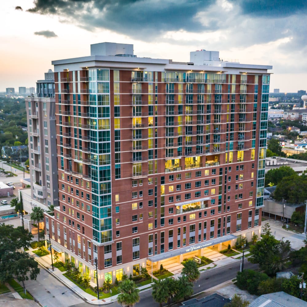 Exterior building view at The Village of Southampton in Houston, Texas