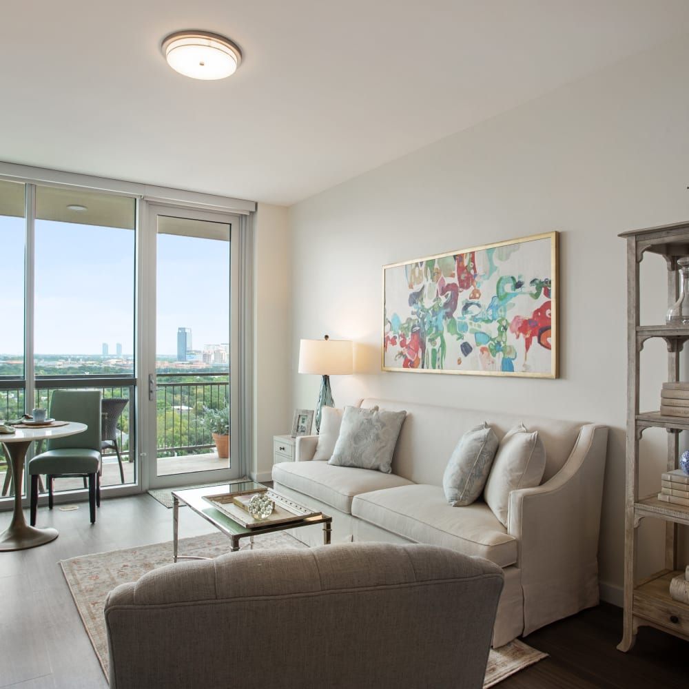 Apartment Livingroom with great natural lighting at The Village of Southampton in Houston, Texas