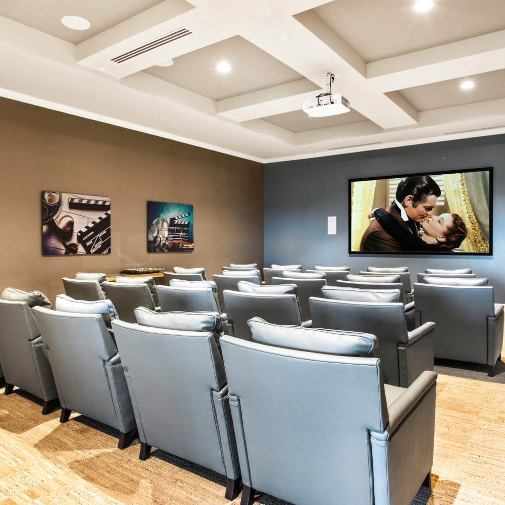 Theater room at The Village of Southampton in Houston, Texas