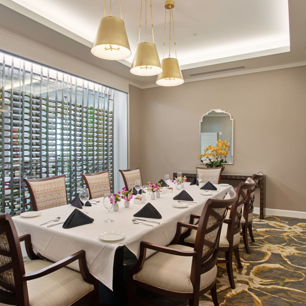 Private large dinning and gathering area at The Village of Southampton in Houston, Texas