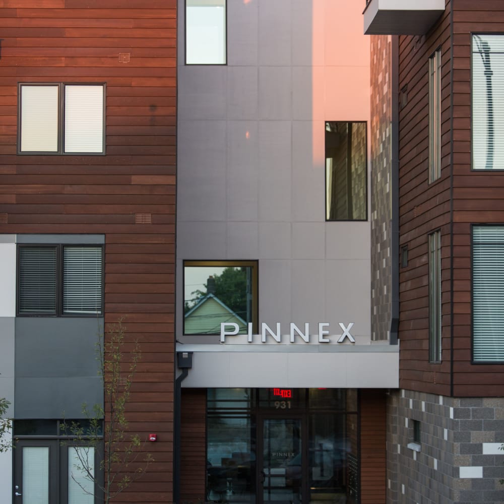 Exterior of the entrance at Pinnex in Indianapolis, Indiana