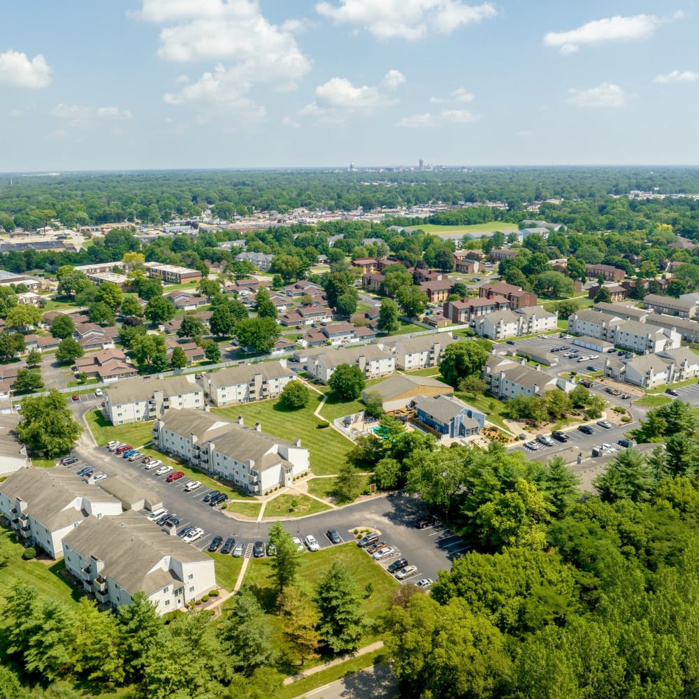 Aerial view of the community at The Candles Apartments in Springfield, Illinois