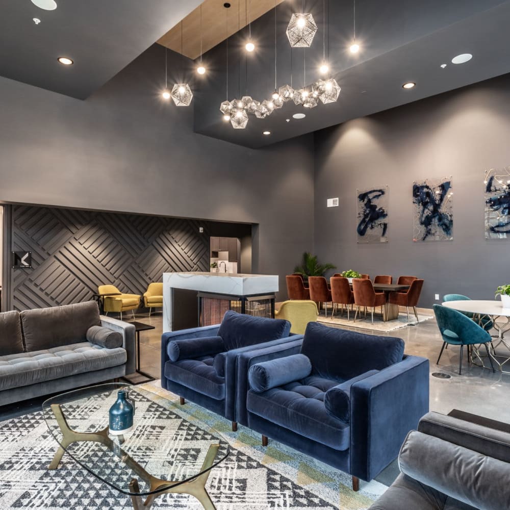 Resident lounge with free coffee at The MK in Indianapolis, Indiana