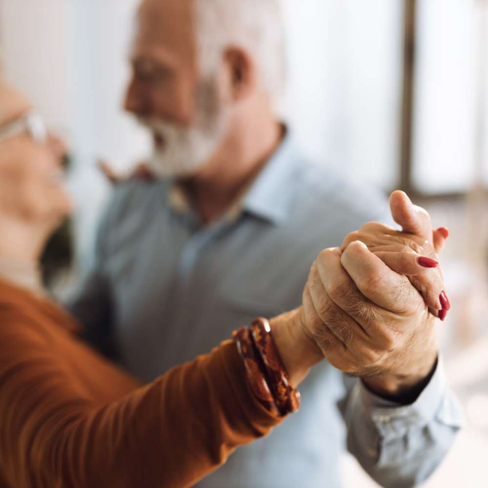Two residents dancing at Corp Site Testing in Bend, Oregon