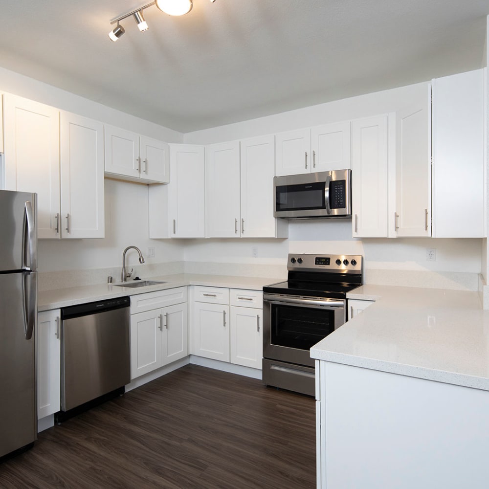 Spacious kitchen at Bridgeview Apartments in San Diego, California