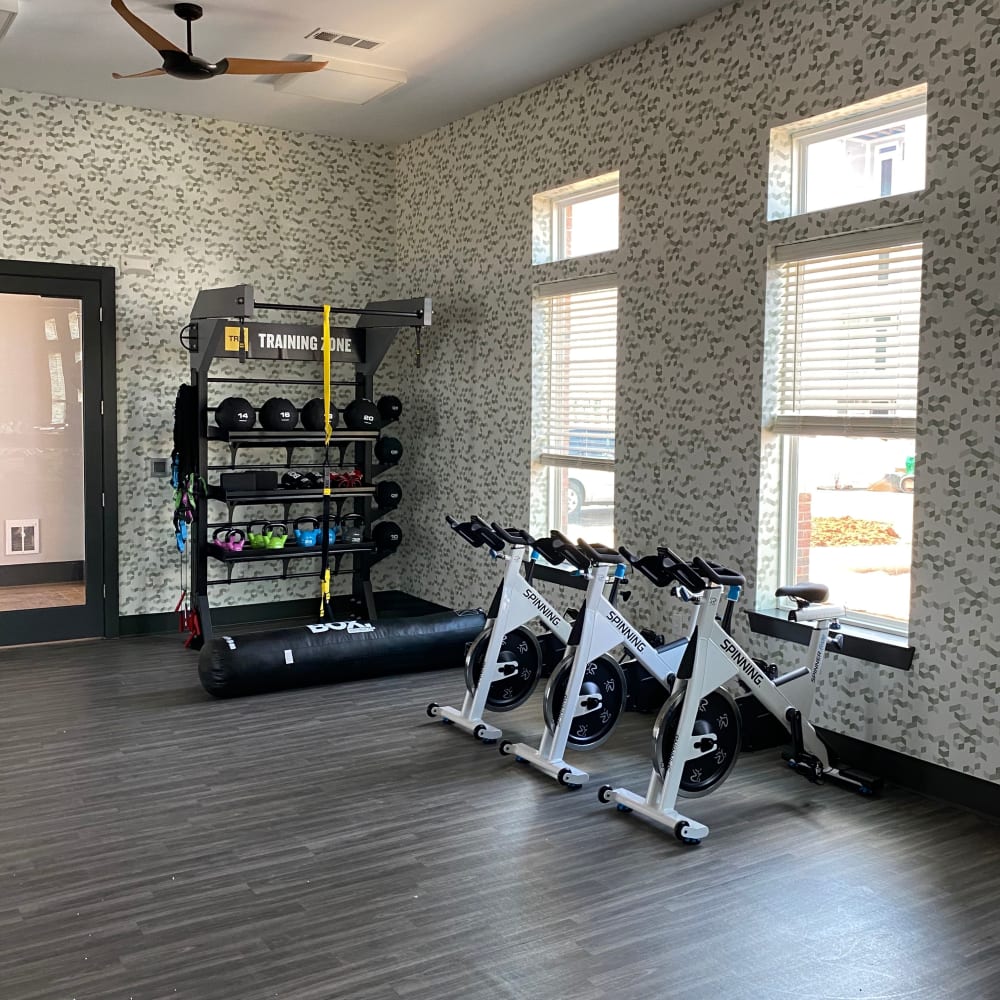 Fitness area at Center West Apartments in Midlothian, Virginia