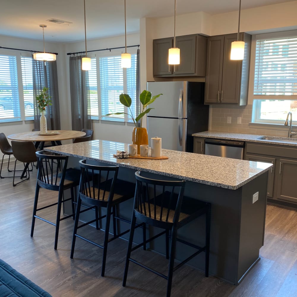 Modern kitchen at Center West Apartments in Midlothian, Virginia
