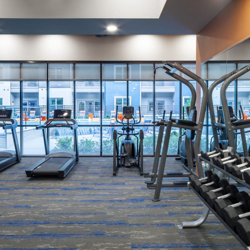 Modern fitness center at Alma Hub 121 in McKinney, Texas