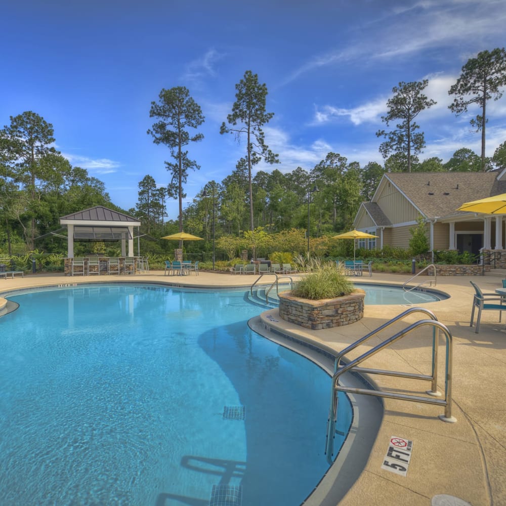 The sparkling community swimming pool at Lullwater at Blair Stone in Tallahassee, Florida