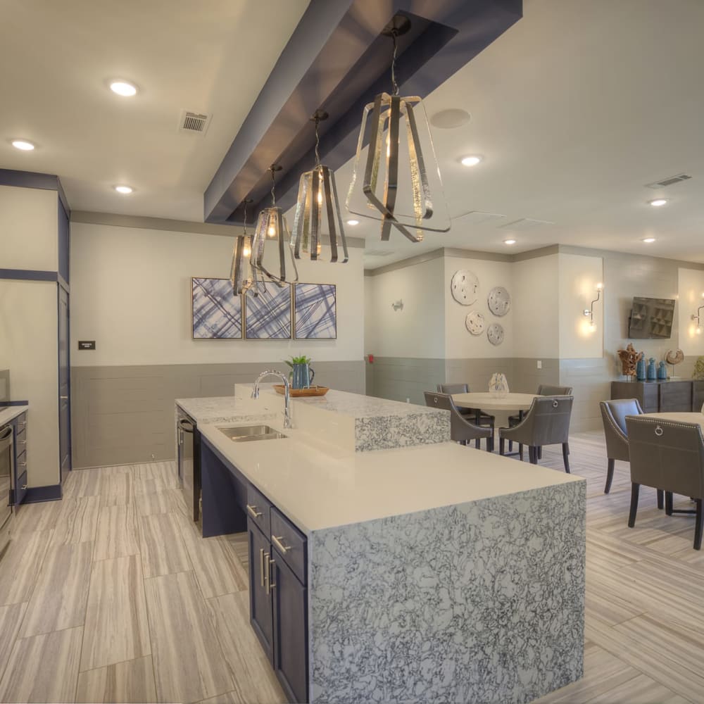 Bar seating in the clubhouse kitchen at Lullwater at Blair Stone in Tallahassee, Florida