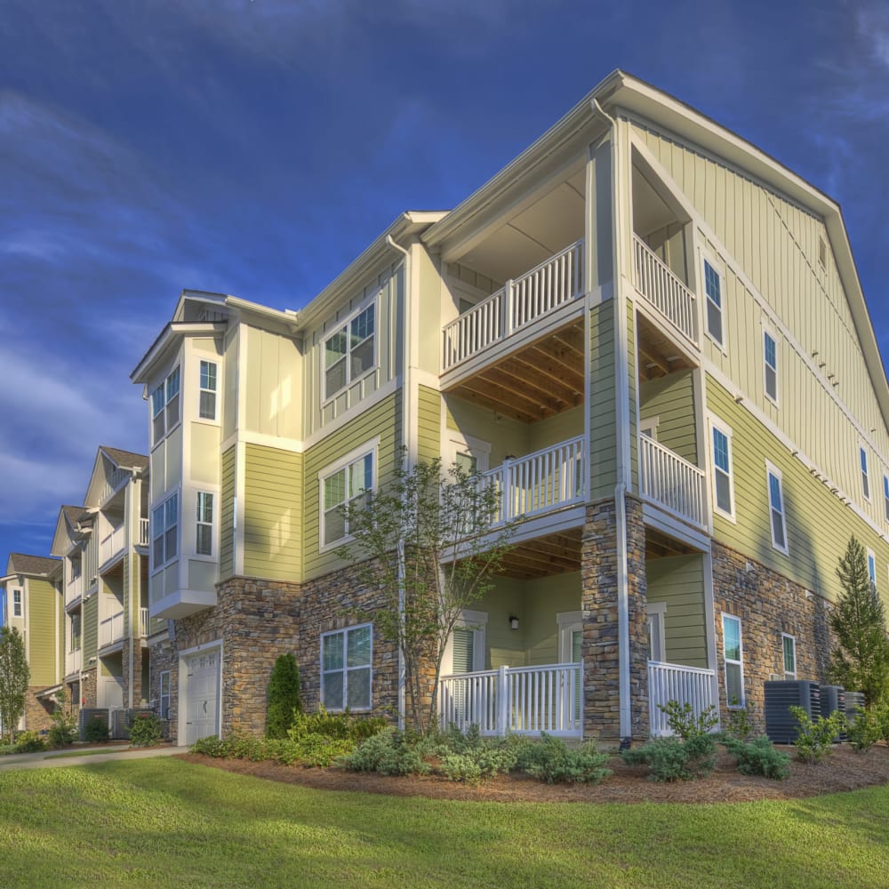 Exterior of an apartment building at Lullwater at Blair Stone in Tallahassee, Florida